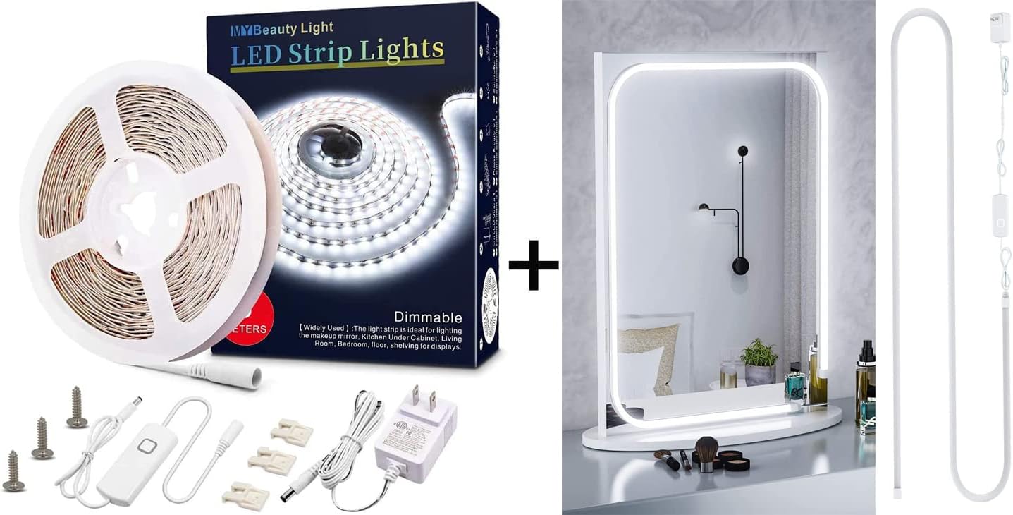 White Led Strip Light Bundle with Led Vanity Mirror Light