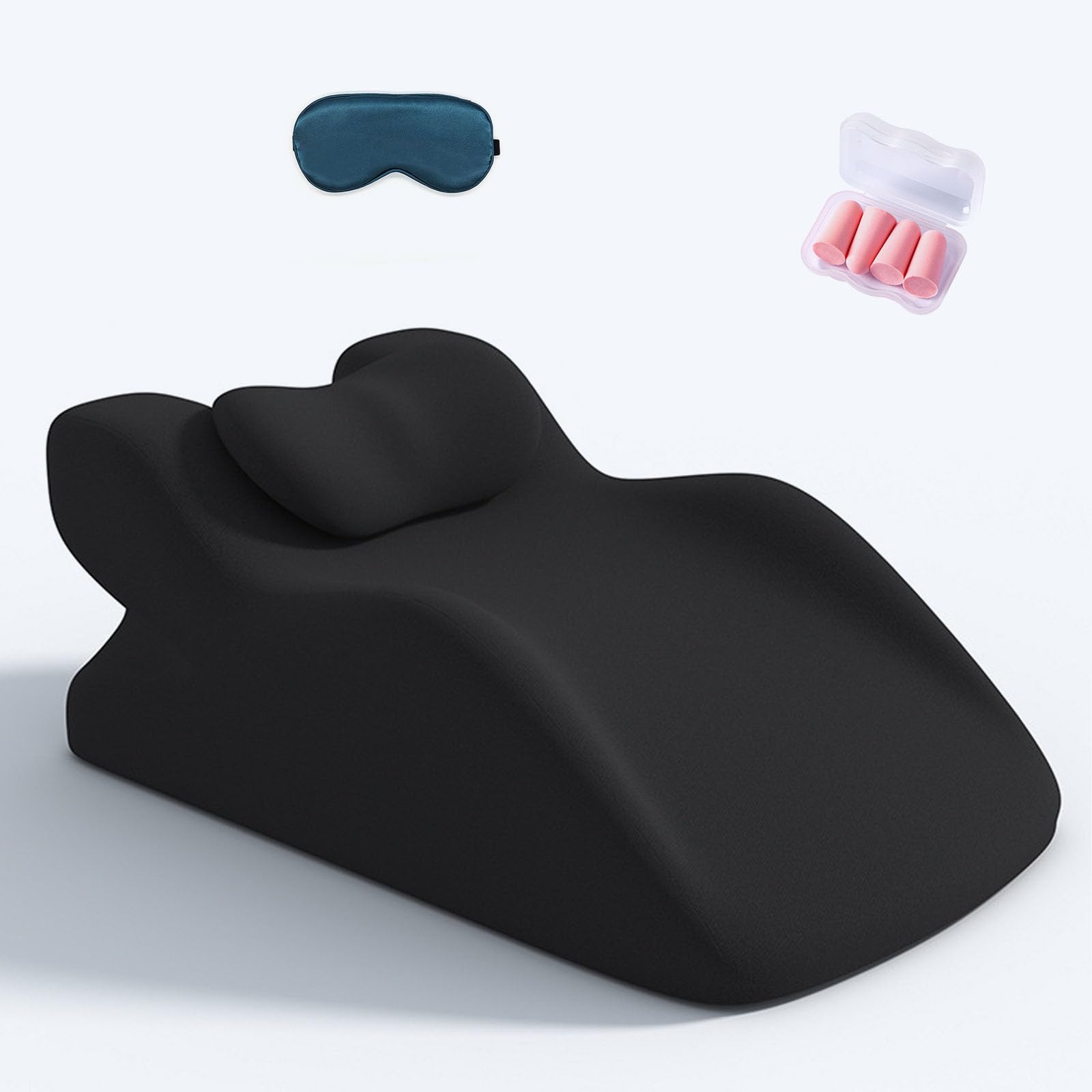 Genérico Almohada ErgonóMica En CuñA, CojíN Lumbar De Espuma ViscoeláStica, Almohada Multifuncional para Parejas, Soporte Lumbar ErgonóMico para La Columna Vertebral (Negro)