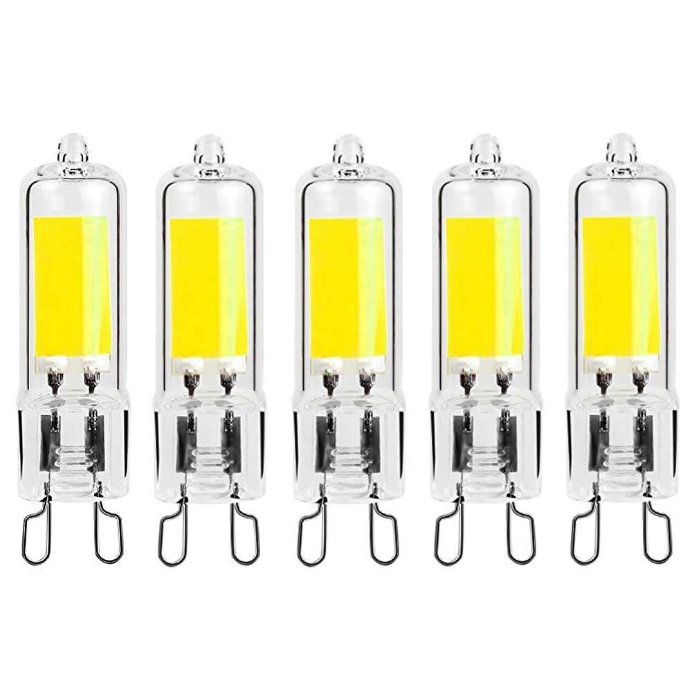 Jiotouhu 5 Pack G9 2W LED Bulbs, 25W Halogen G9 Light Bulbs Replacement, Glass Cover, 6000K Cool White, 250 Lumen, 360°Beam Angle, 80Ra, AC 220-240V, Non-Dimmable