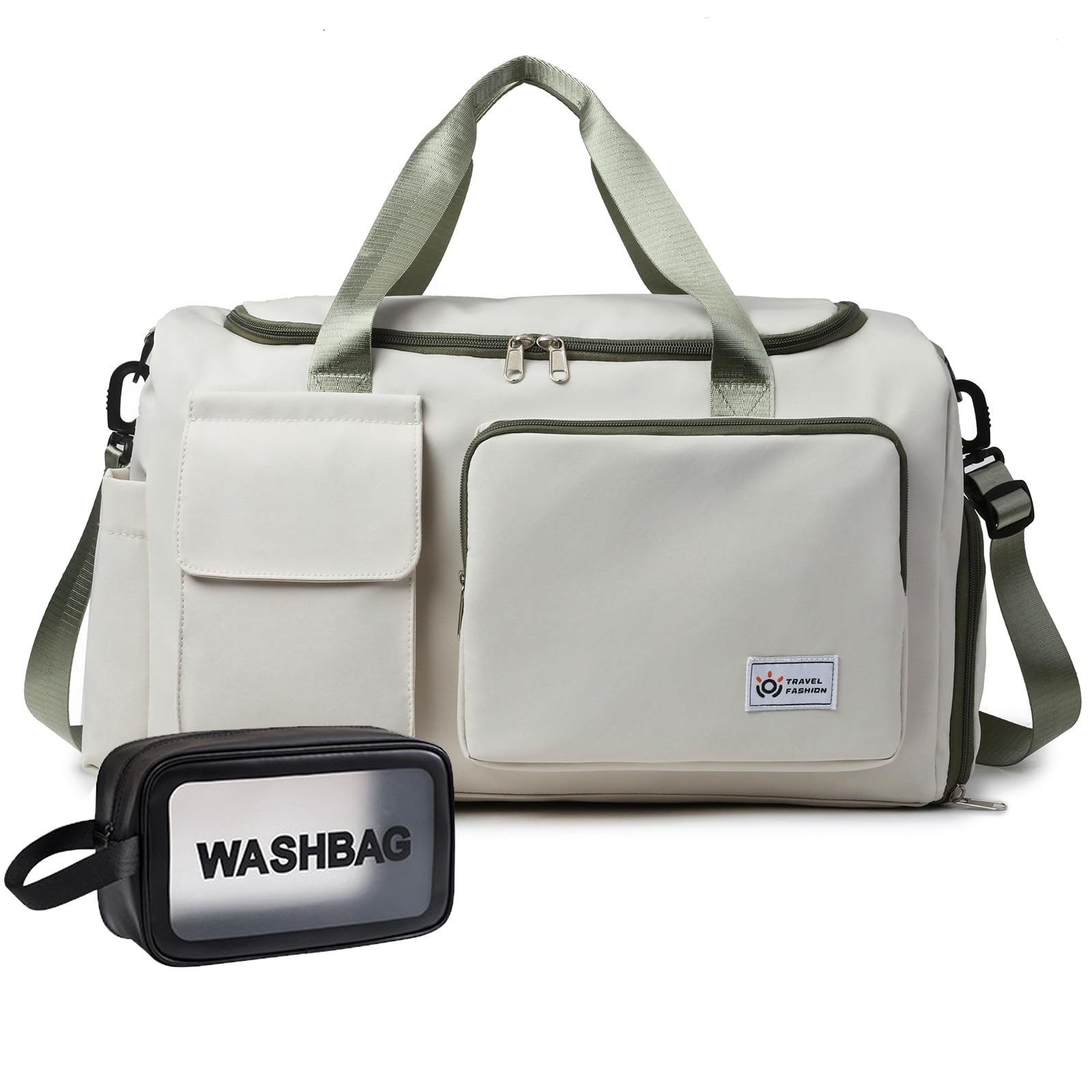 Women's Small Sports Duffel Bag Carry On Luggage Weekender Bag with Shoe Compartment, 40#Beige-Zipper, M, Gym Bag and Toiletry Bag โ image 1