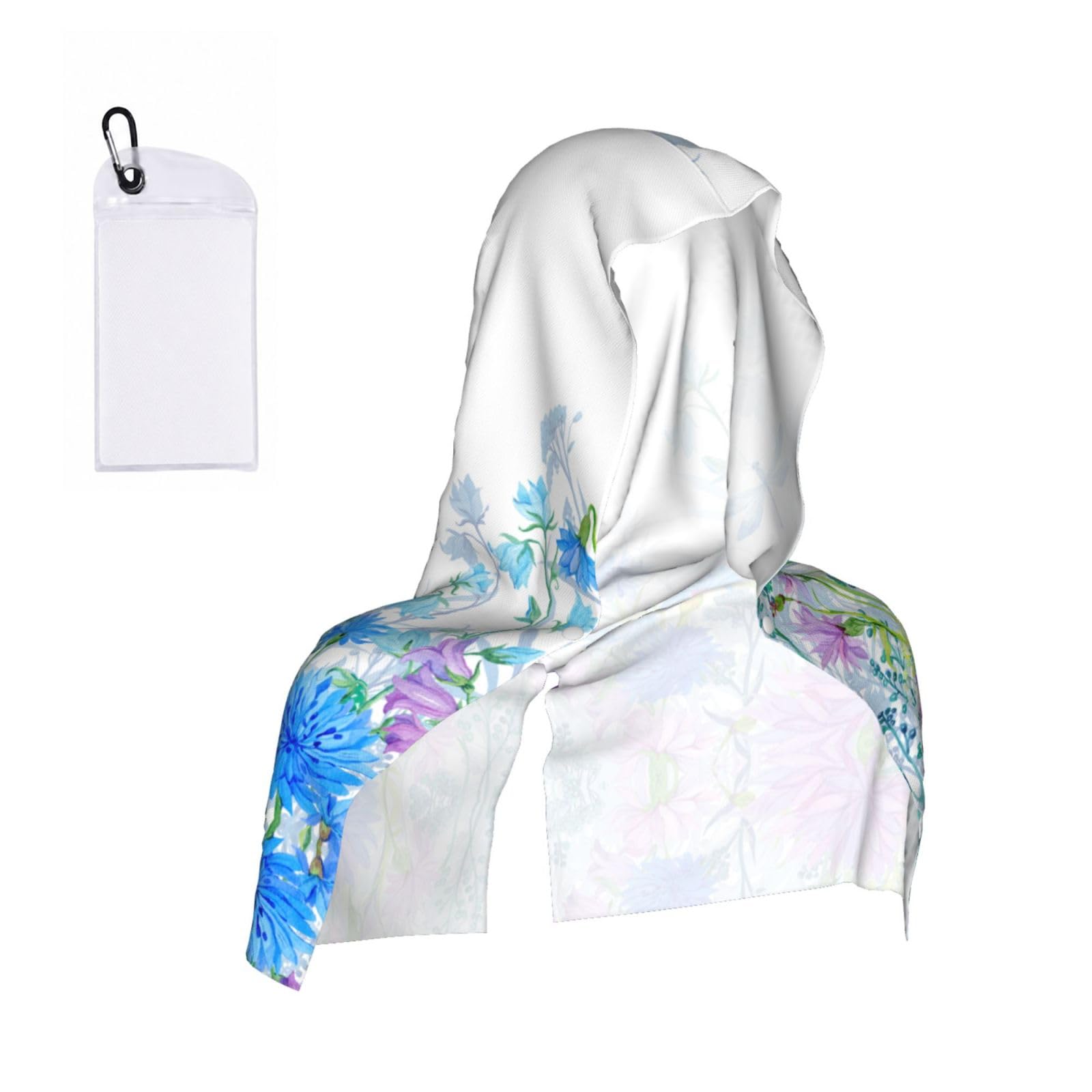 ESNAIUVCD Dragonfly And Flowers Print Multifunctional Cooling Hoodie Bandana Portable Sweat Absorbing Design For Beach Workouts Exercise Heat Relief Accessories
