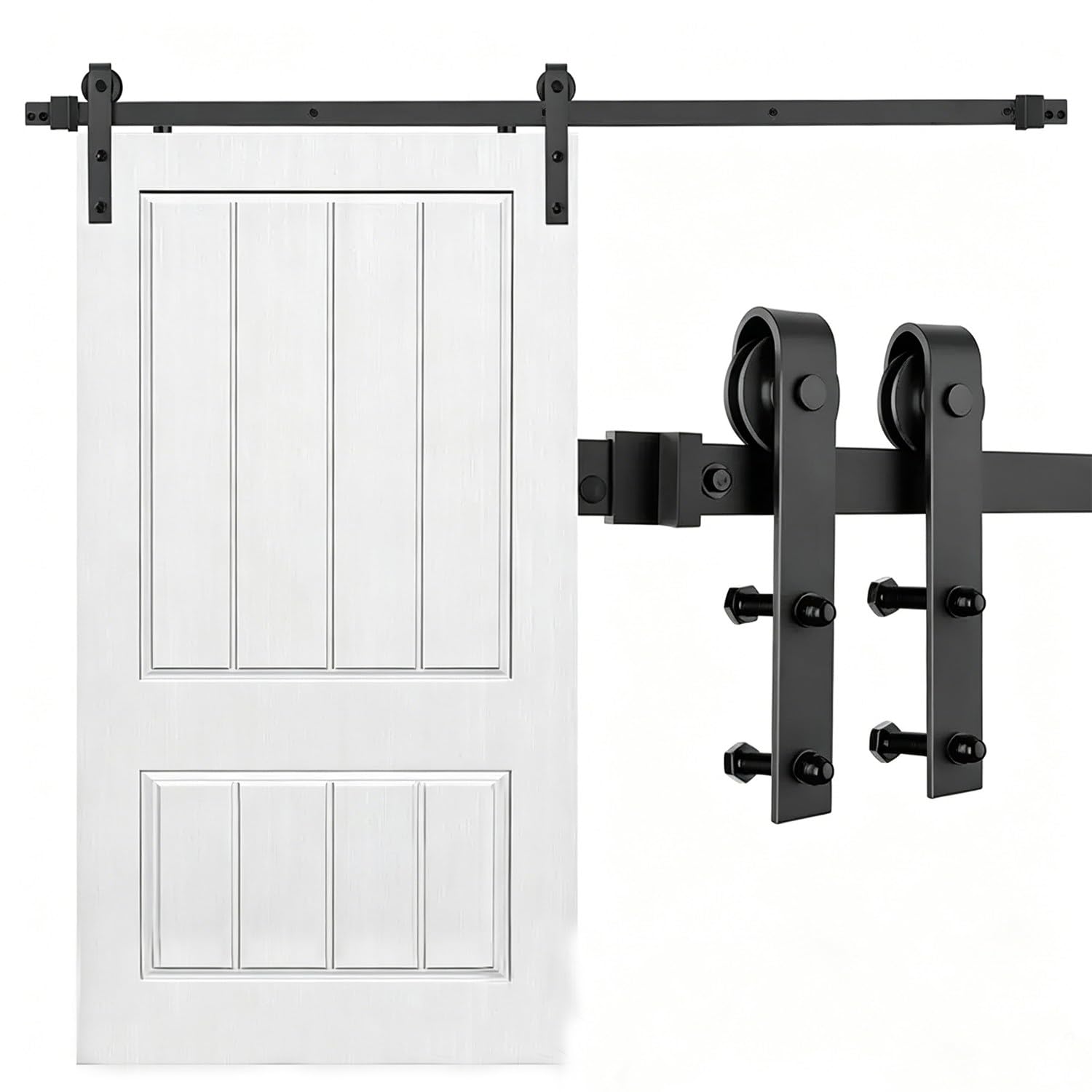 DowPie Reliable Barn Door Track Hardware, Practical Sliding Door Track with Safety Stops, Fits 1 3/8" to 1 3/4" Standard Household Doors 1.83m/6ft