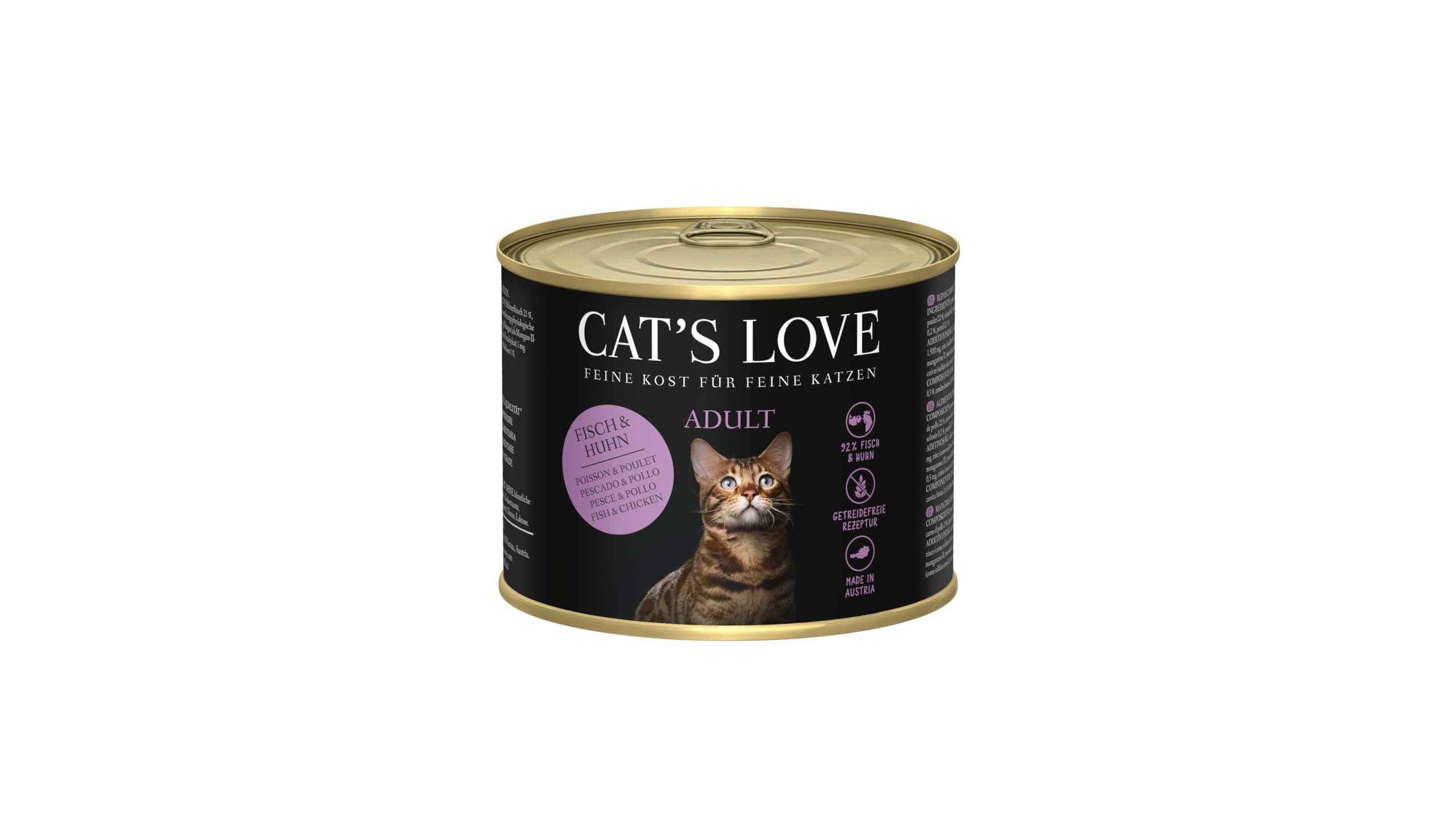 Cat'S Love | Mokra karma dla kotów | Różnorodność puszek | 12 x 200 Gr | Bez zbóż i sztucznych dodatków (12x200Gr, Ryby i Kurczak)