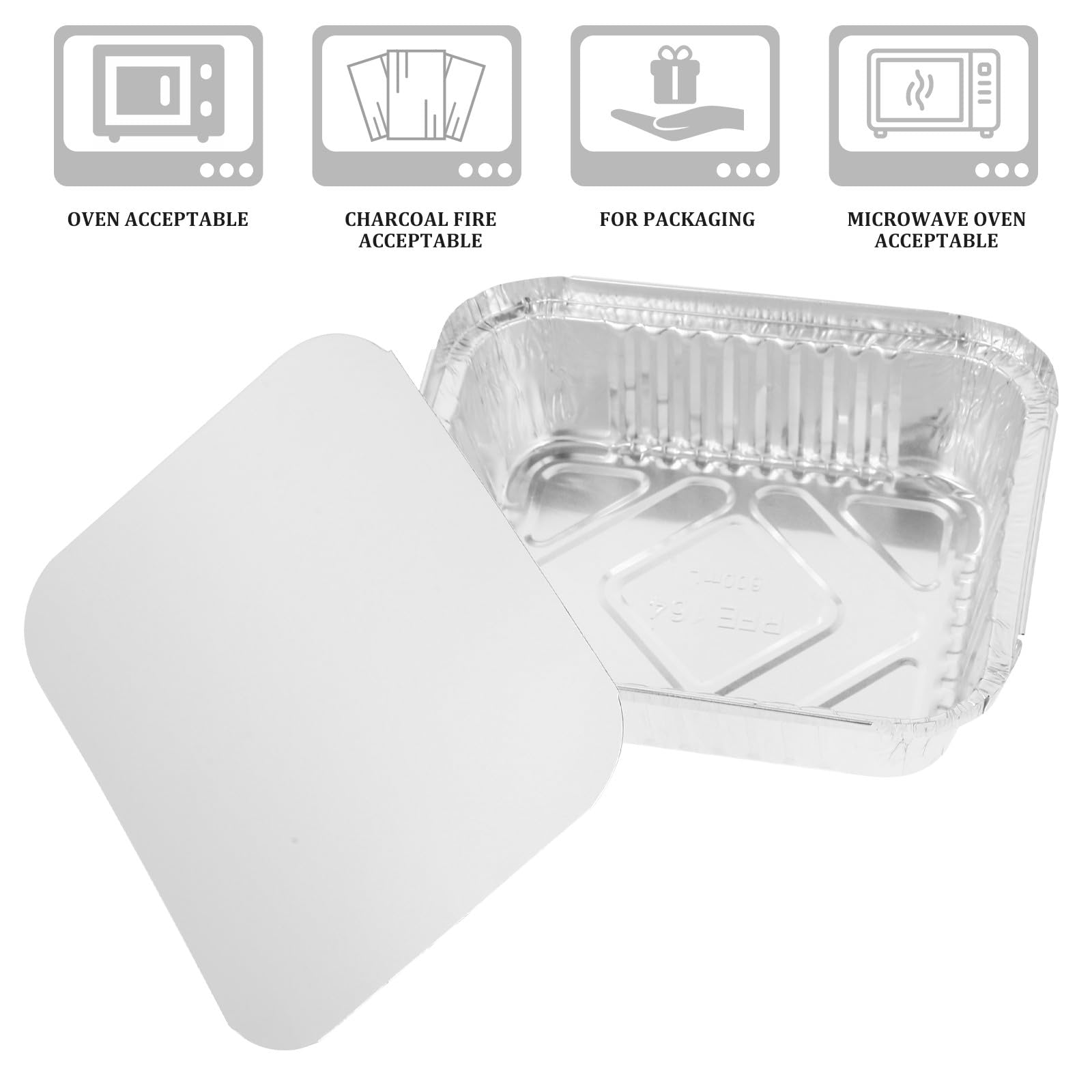 HOMSFOU 50 Scatole in Alluminio con Coperchio da 600ml per Barbecue Resistenti ad Alte Temperature Contenitori Multifunzionali per Cottura e Conservazione Alimenti