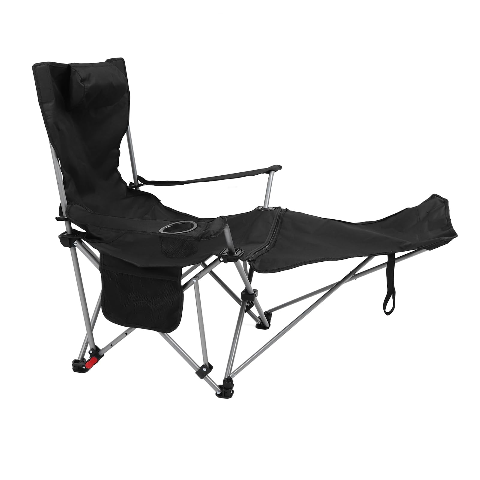 Fotel Kempingowy 900D Ox 4-pozycyjny Fotel Rozkładany z Odpinanym Podnóżkiem Przenośne Składane Krzesło na plażę na Zewnątrz Pikniki Turystyczne (BLACK)