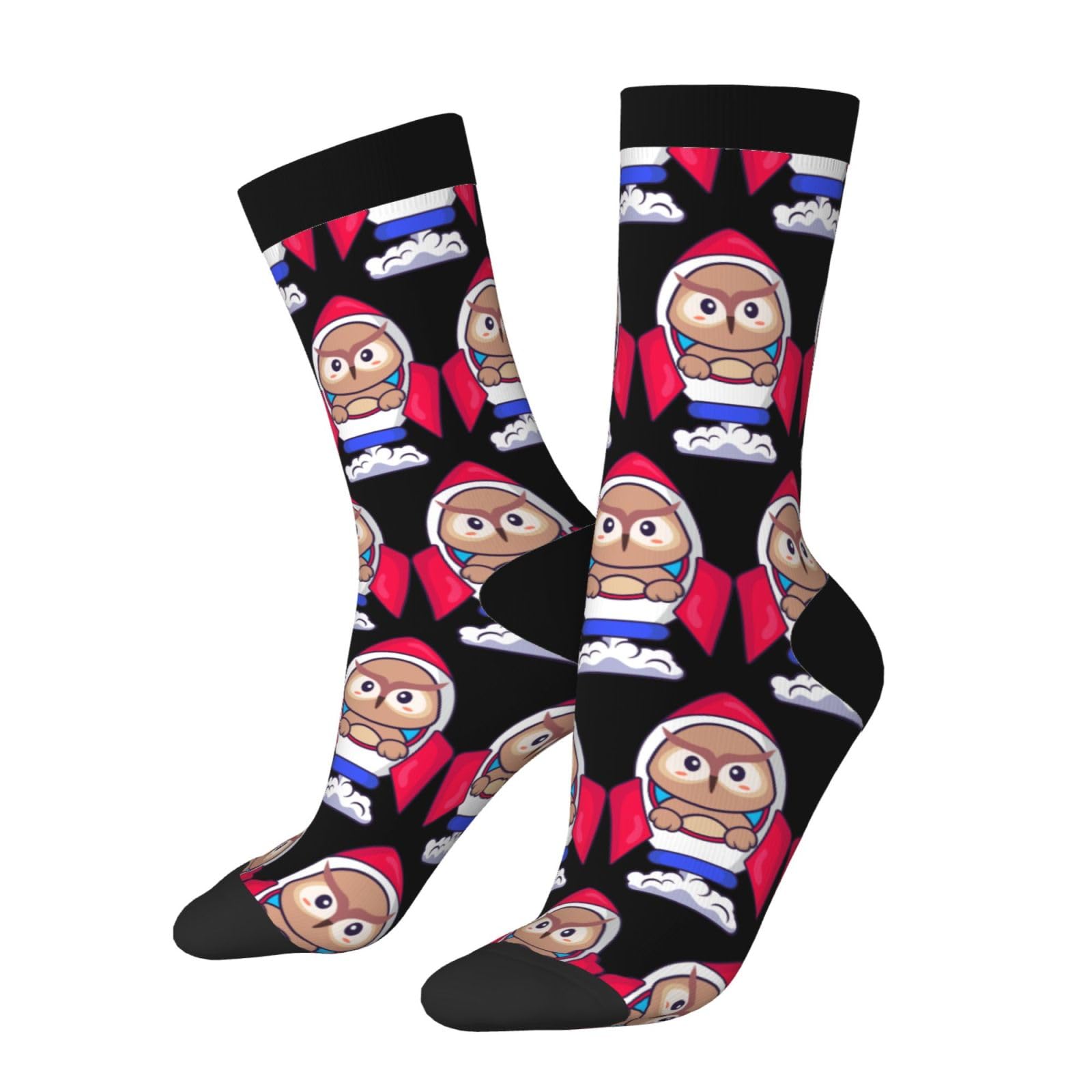 Kwqdozf Unisex 3 Black Cute Owl Socks For Men Women Gift Sport Wicking Crew Socks Warm Cozy Socks
