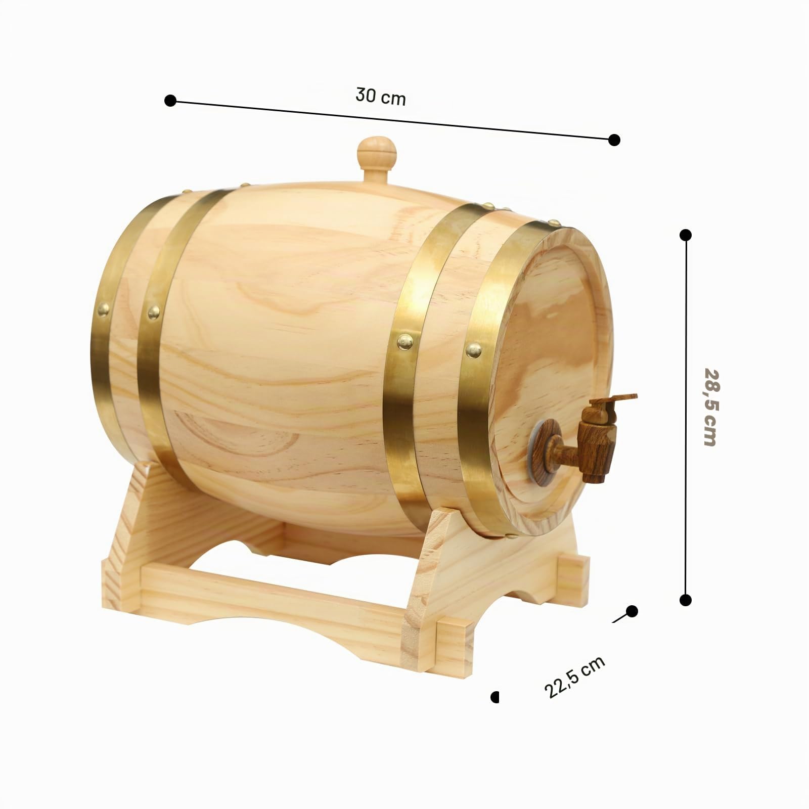 Tonneau à Vin en Bois Avec Robinet 5L Ovale Tonneau à Whisky Fontaine à Boisson Distributeur,Pour la Maison, Hôtel, Entreprise, Bar