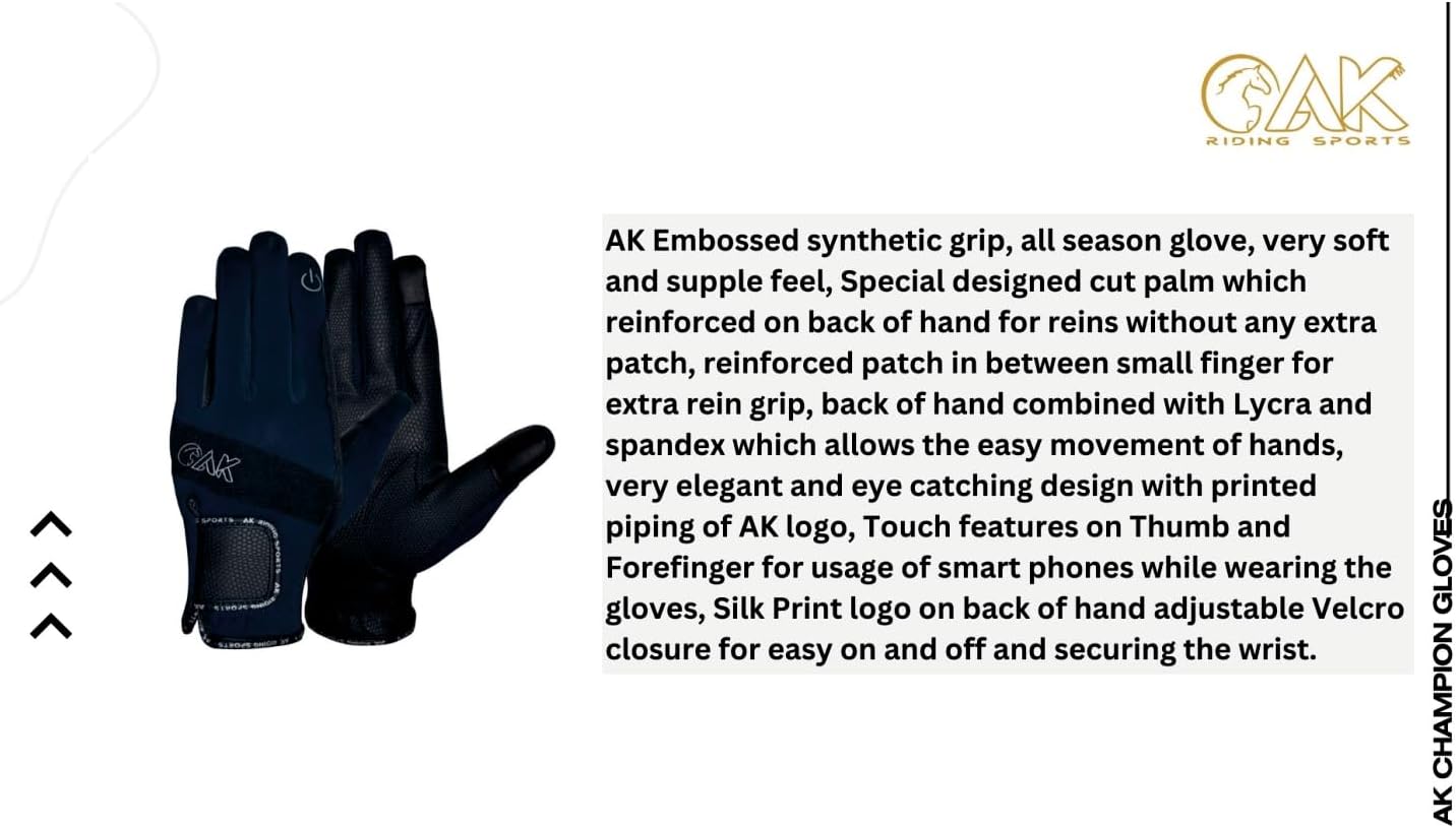 AK Embossed Champion Grip Horse Riding Gloves – Touchscreen Compatible Equestrian Gloves for Men & Women – Non-Slip, Breathable, Durable Riding Gloves AKRS-8044