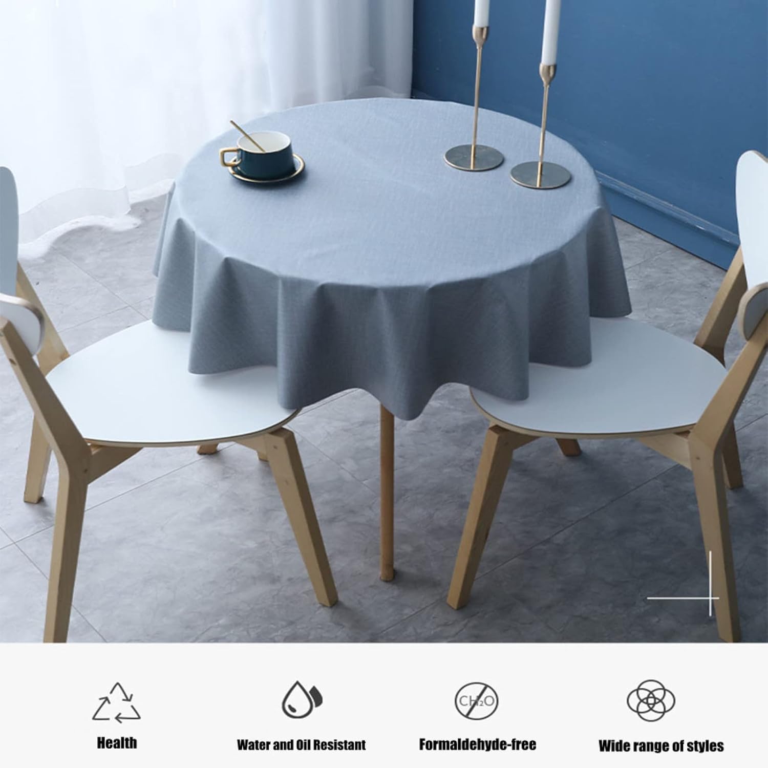 FXBZA Waterproof PVC Protective pad for Table/Table mat Table Cover Wipe Clean Tablecloth-Luxury Waterproof and Wipeable,Dark Blue,140x220cm