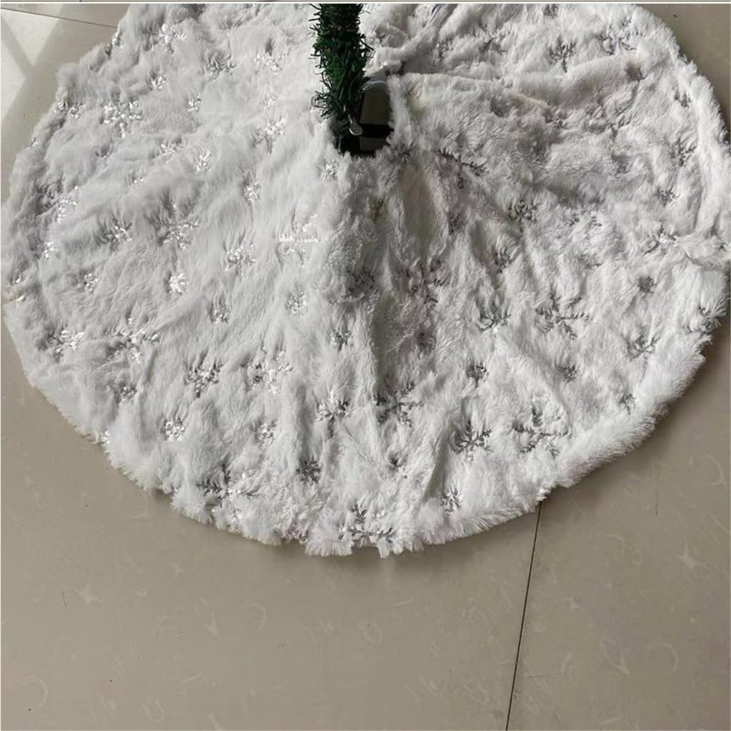 Tree Skirt Christmas Christmas Tree Skirt Silver Sequins Imitation Snowflake Embroidery Tree Skirt Christmas Tree Skirt Decoration Christmas Skirt Tree(90cm)