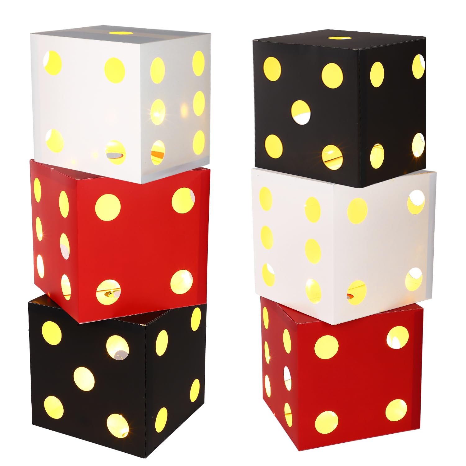 BTFO 6pcs Large Dice Box with Light, Casino Theme Party Decorations 11in Dice Box Las Vegas Party Decorations for Casino Bar Game Night