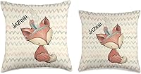 Vista 3 de Jazmin New Born Children First Birthday Gifts Jazmin Name Cute Fox - Cojín personalizado para bebé recién nacido, 18 x 18 pulgadas, multicolor