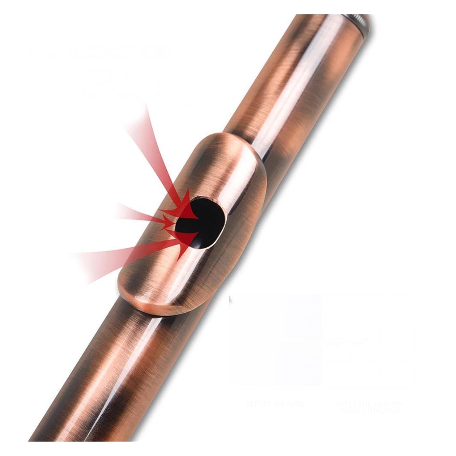 Flauto Flauto traverso professionale a 16 fori chiusi con chiave C con strumento musicale da concerto(Color:Antique Copper)