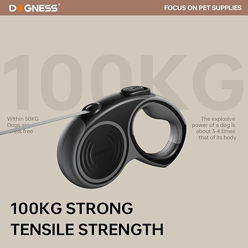 Miniatura 3 de DOGNESS Correa retráctil para perro de 16.4 pies, gran correa resistente para perro de hasta 80 libras, freno con un botón y bloqueo, mango