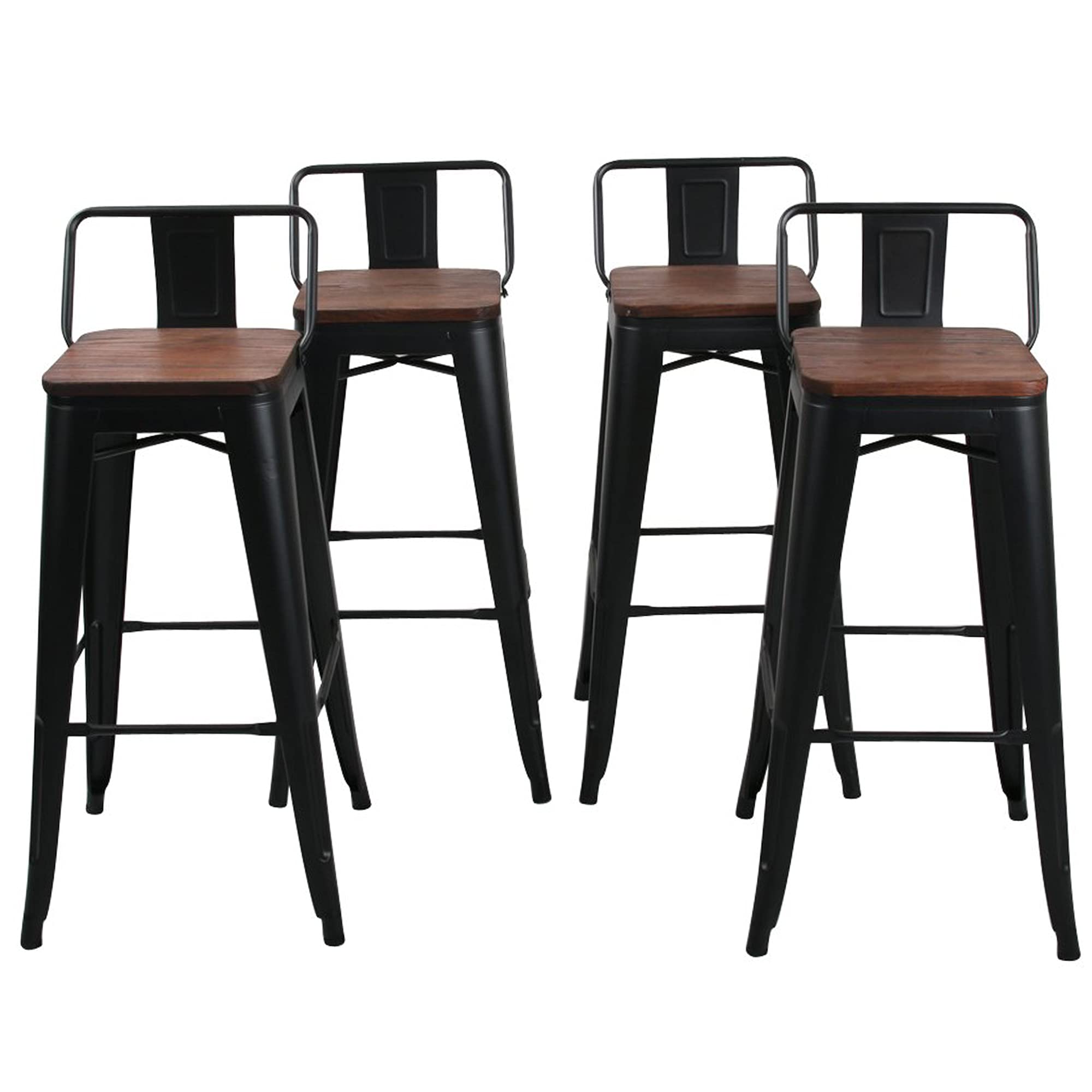 Changjie Furniture 30 Inch Bar Stools Bar Height Bar Stools Industrial Metal Barstools Set of 4 for Home Kitchen (30 inch, Black)