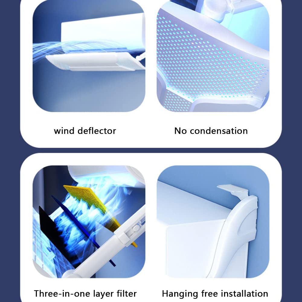 Deflector de Viento Universal Ajustable para Parabrisas, Color Blanco, con Salida de Aire Acondicionado antirretorno.