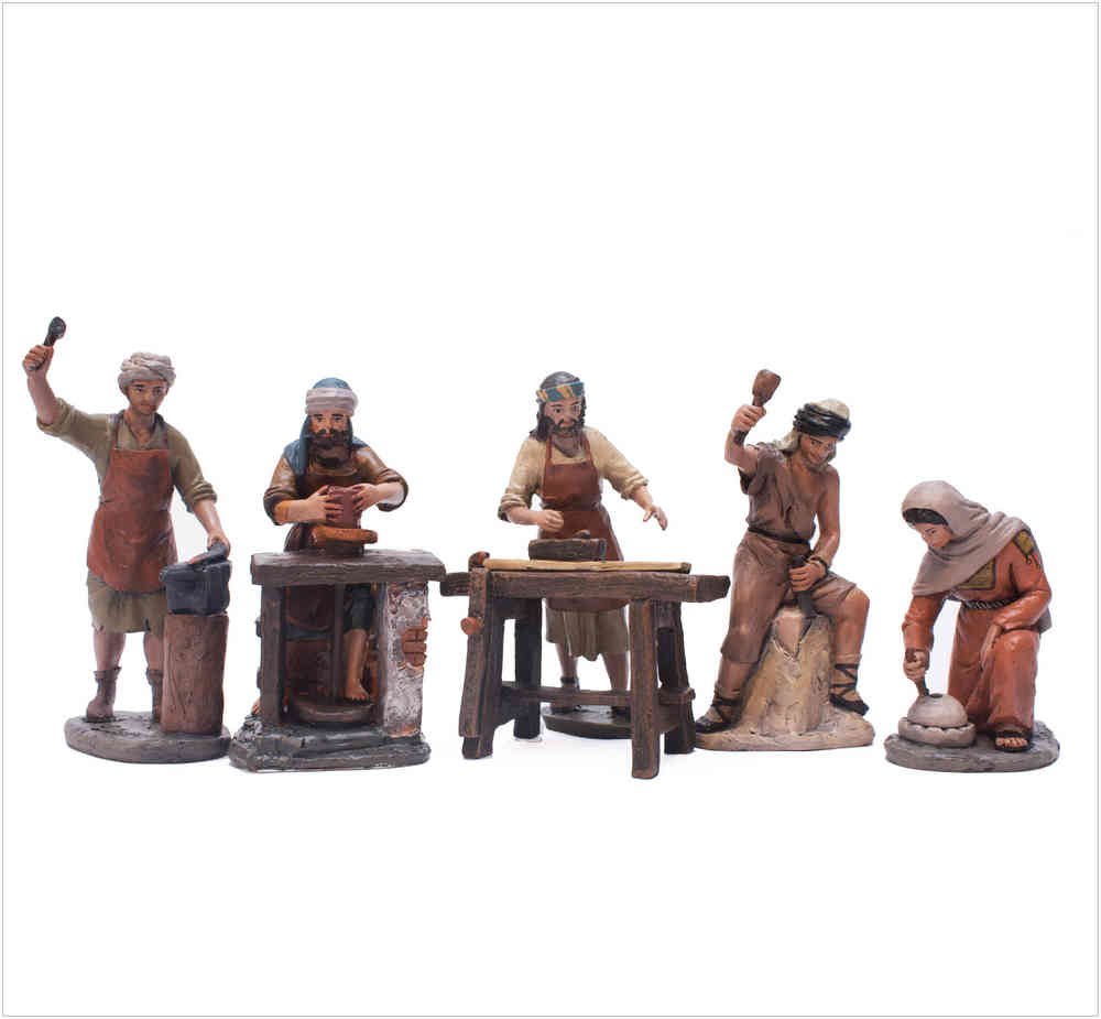 Triciclo Editores Figurine de crèche de Noël | Série 11 cm | Peint à la Main | Résine avec Poudre d'albâtre | Reproduction de J.L. MayoLot de 5 Figurines Artisanales 11 cm