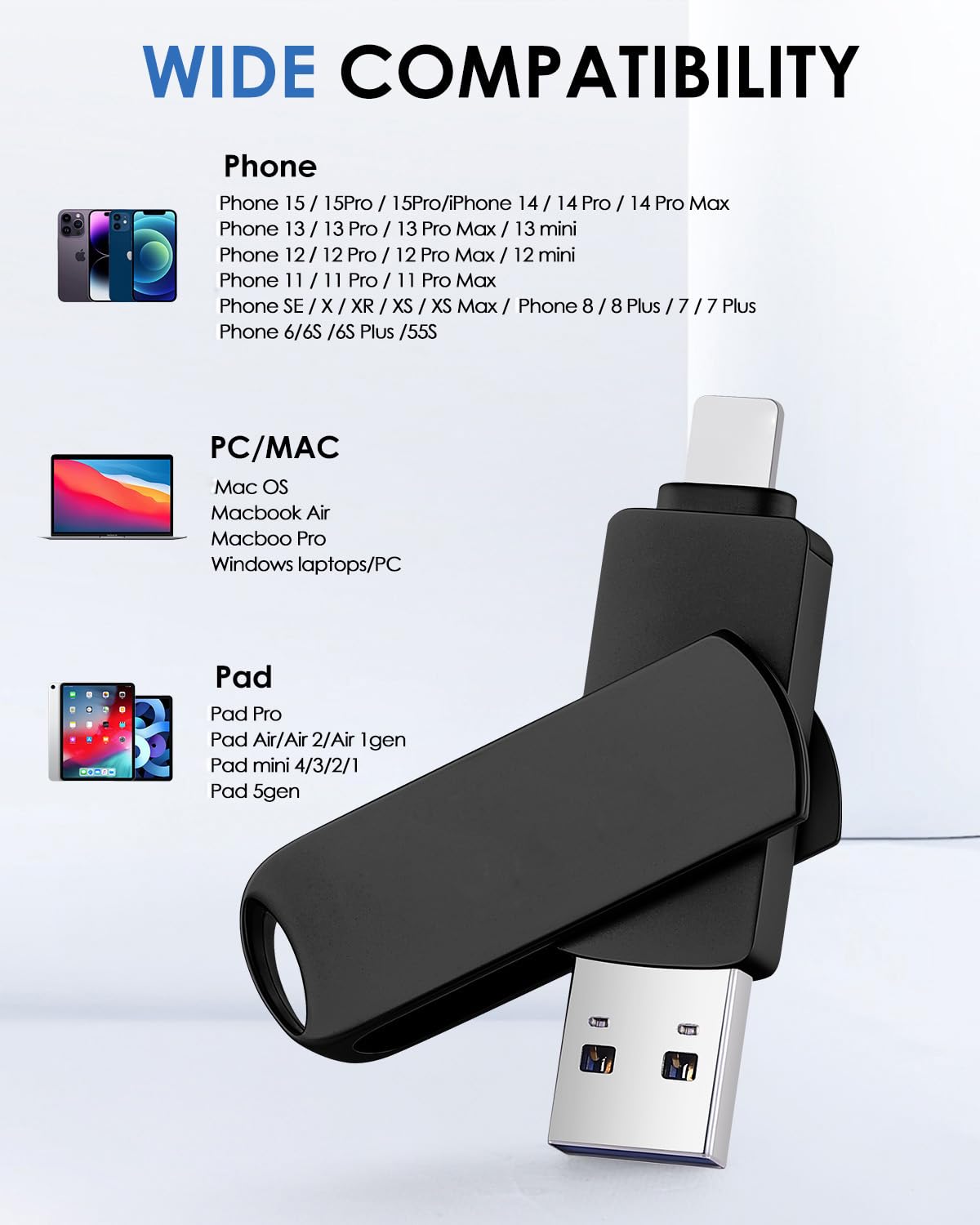 512GB Chiavetta USB iPhone Memoria Esterna iPhone Chiavetta iPhone per Scaricare Foto PenDrive