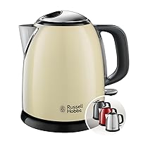 Russell Hobbs Bollitore acqua elettrico, 1 L, 2400 W, Compatto, 3 Tazze, ebollizione rapida, Filtro anticalcare rimovibile e lavabile, Bollitore da viaggio, Acciaio Inox, ColourPlus Crema 24994-70