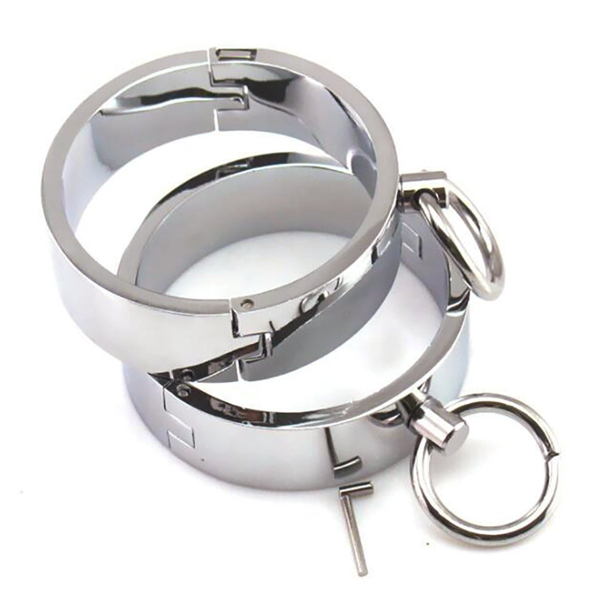 HIPLAYGIRLChaodiaNYG Hardcore Metal Cuffs - Lockable Punk Wristband, Simple Handcuffs with O Ring, A Pair (7cm)