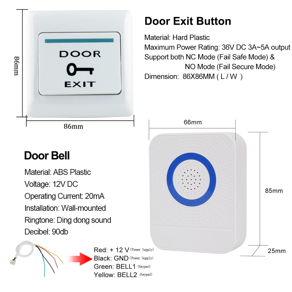 Kit de Serrure de Porte sans clé Tuya Imperméable à l'eau Double Fréquence Clavier avec DC 12V NC Sécurité électrique Serrure 3A Système de Sécurité d'alimentation