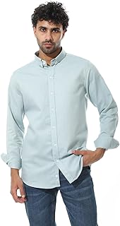 قميص منقوش بتصميم أكسفورد بقصة كلاسيكية ورقبة ويسترن للرجال من اندورا