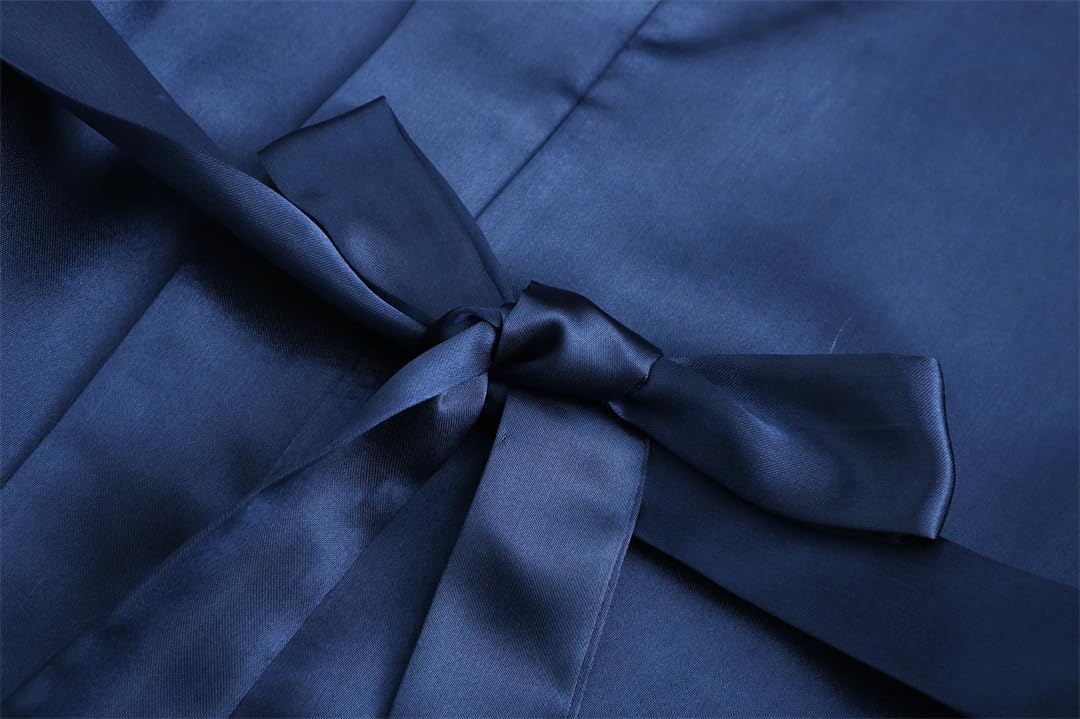 Yeuyyben Blu Navy Accappatoio Sposa Raso Robe Donne Sposarsi Sposa Partito Sorelle Madre Matrimonio Damigella d'onore Abiti
