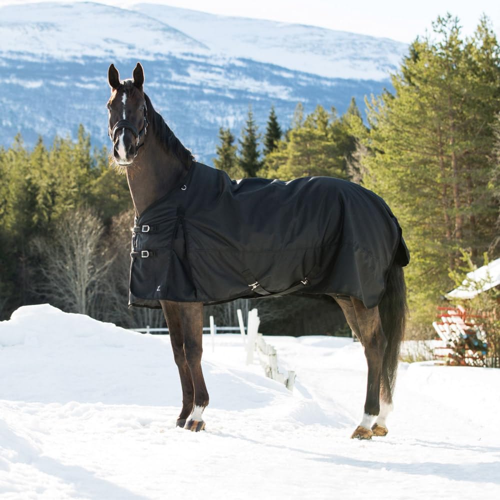 Horze Nevada - Coperta invernale per cavallo, pesante, 1200D, impermeabile, imbottitura 400 g, colore: nero, 182,9 cm