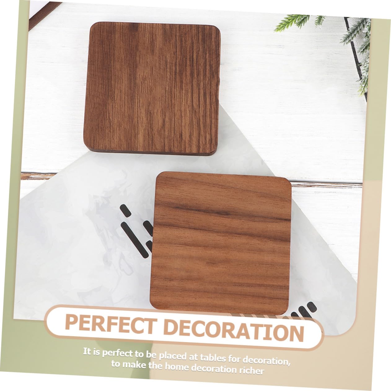 NOLITOY Posavasos De Madera para Mesa 8,8 Cm Cuadrados De Nogal, Aislante Térmico, Resistentes Al Calor, para Bebidas Calientes y Frías, Uso En Hogar, Restaurante y Bar, Juego De 4 Piezas
