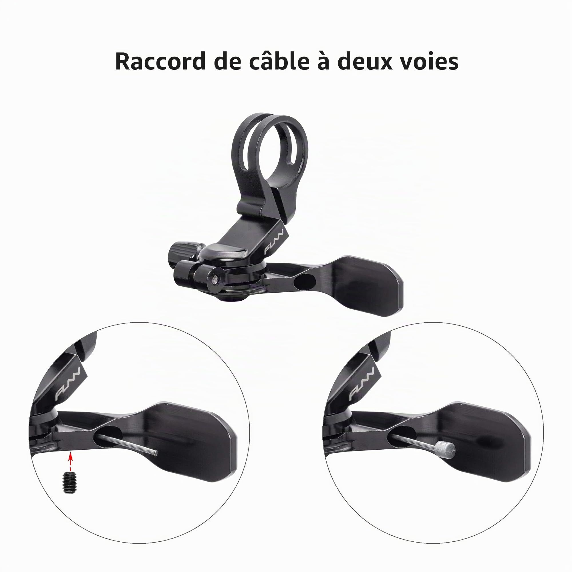 Funn UpDown Levier Usiné CNC pour Tige Télescopique VTT | alliage 6061, 53g, montage gauche ou droite au-dessus ou sous le cintre, pour tiges à câble