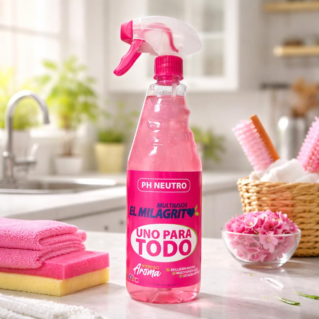 Limpiador Multiusos en Spray, pH Neutro, Aroma Intenso, 750ml, Pack de 12 Unidades