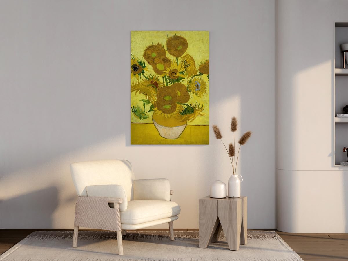 Girasoles | Vincent van Gogh | Post-impresionismo | Cuadro Canvas Wall Art | Impresion Giclee lienzo algodon puro | Bastidor 3cm | 55x75cm