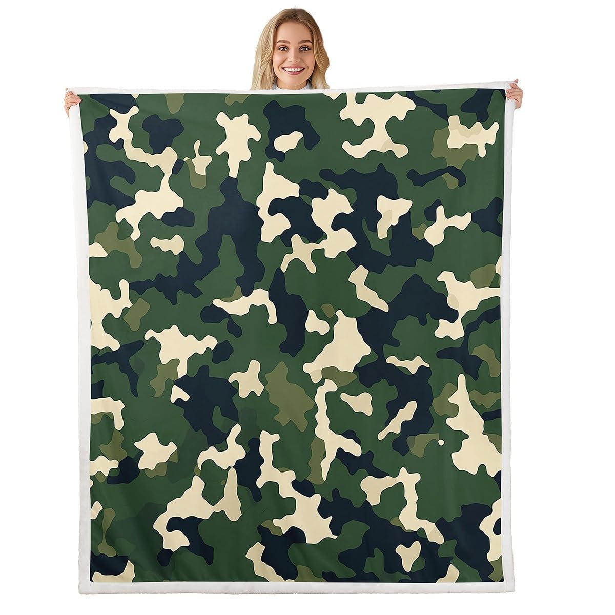 Homemissing Camouflage Fleece Throw Blanket 40x50Inch For Sofa Bed Couch Boys Kids Adult Teens Camo Plush Blanket Military Style Room Decor