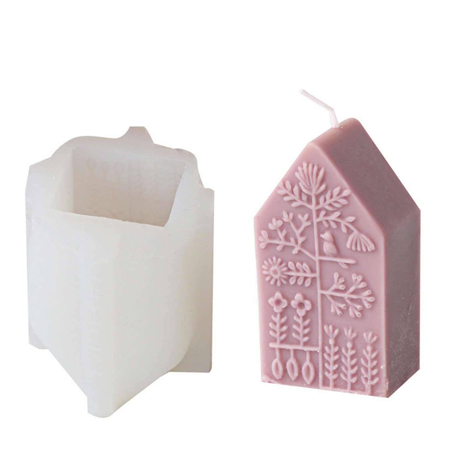 Kalttoy Silicone House Molds Square Mold Castings Molds Soap Baking Clay Home Decorations Silicone House Flower Leaves Pattern Square