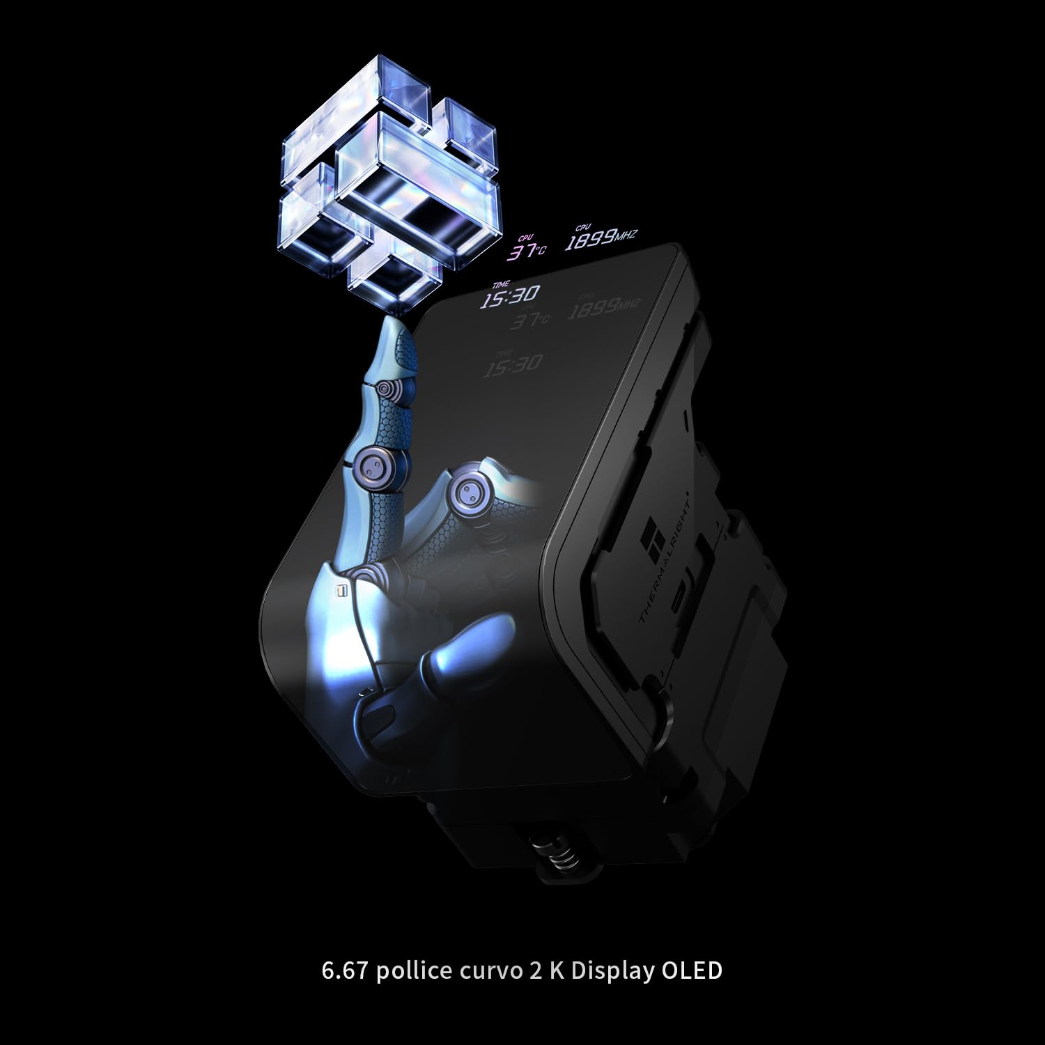 TR - Wonder Vision 360 UB ARGB Nero AIO CPU Liquid Cooler, per AM5 / Intel LGA1851 / 1700, schermo curvo 3D da 6,67 pollici con risoluzioni 2400 x 1080, schermo del pannello magnetico