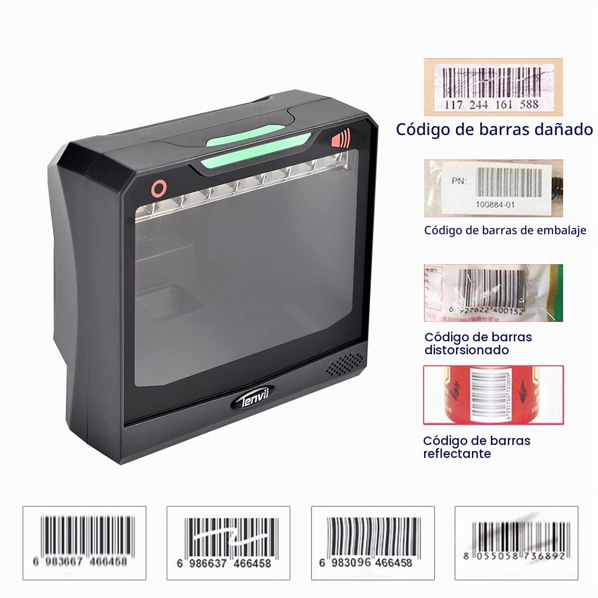LENVII E688 Escáner de código de Barras Lector de código de Barras 1D / 2D / QR, escáner de código de Barras omnidireccional automático, escáner de código de Barras de Escritorio para Windows/Mac