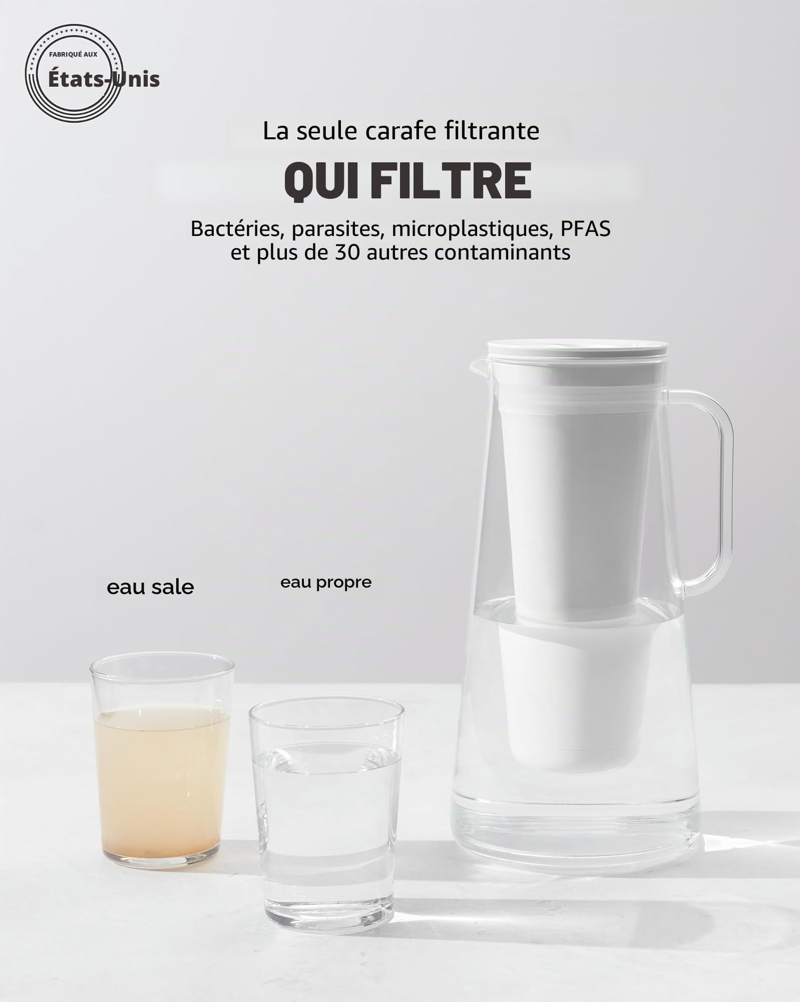 LifeStraw Home – Pichet filtre à eau, 10 tasses, bleu orage, sans BPA, conçu pour une protection quotidienne contre les bactéries, parasites, microplastiques, plomb, mercure, PFAS et une variété de