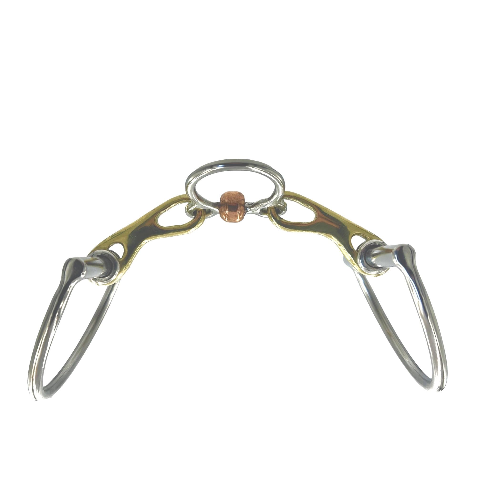 ES0169 JW Gebiss D-Ring D-Trense spezielles Port Trainer Bit mit Kupferrolle aus Edelstahl Gebissstärke 14 mm (13.5 cm)
