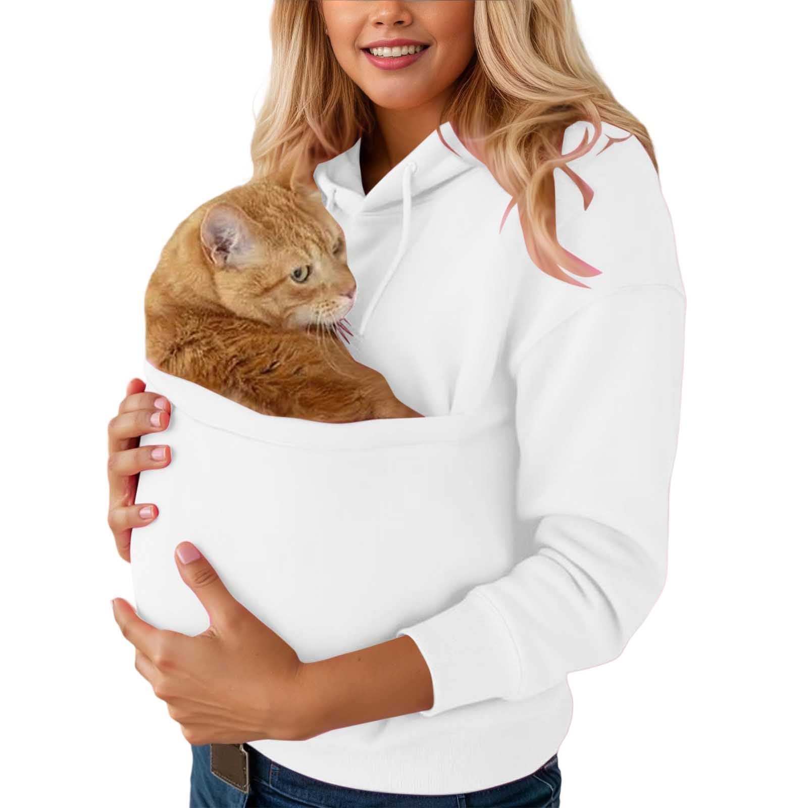 Sweat à capuche avec poche pour chat et chien en sherpa chaud - Blanc S