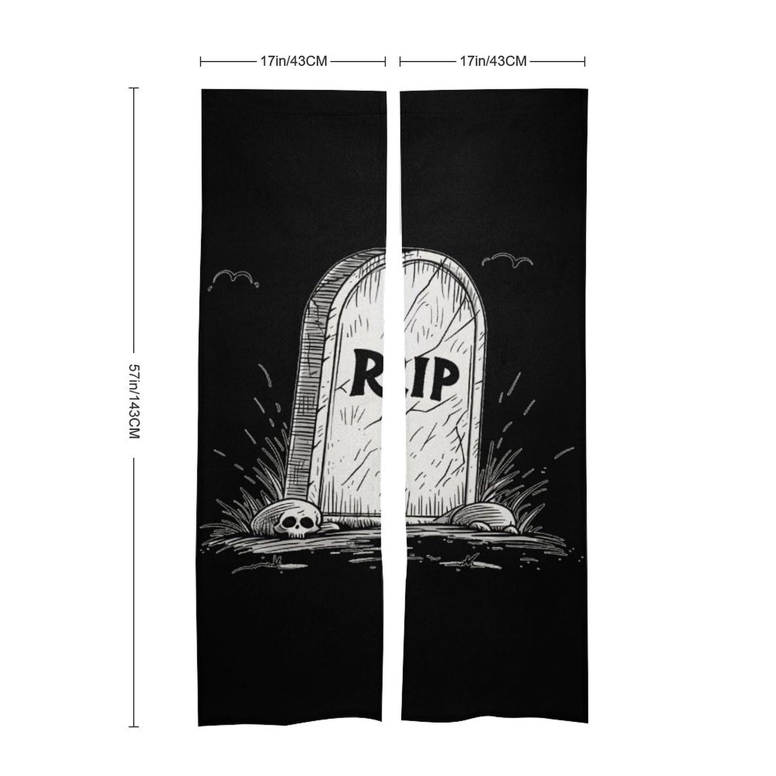 Cartoon Death RIP Noren Doorway Split Shower Curtain Long Type Window Treatment for Privacy Partition Divider