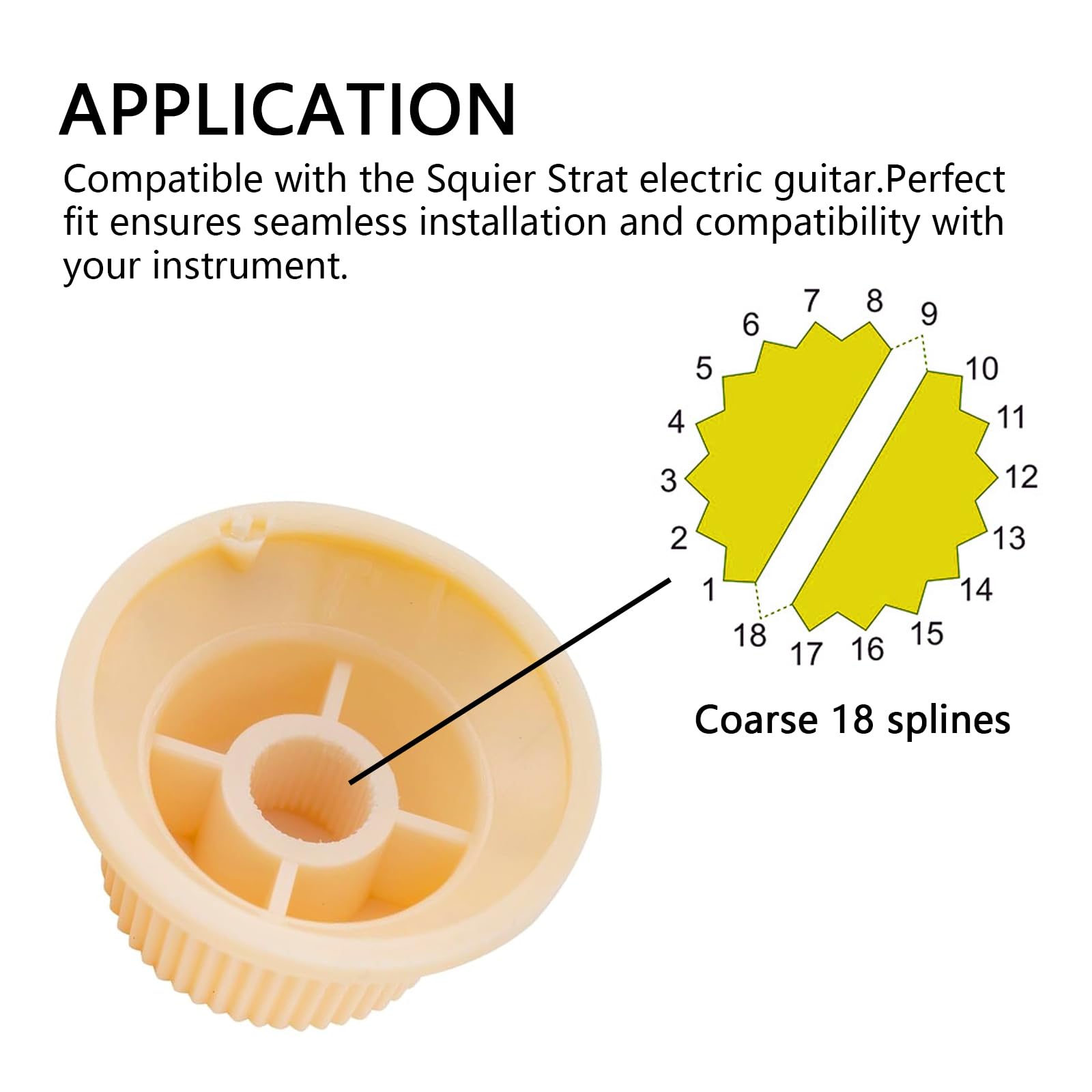 Musiin Guitar Knob Caps Compatible with Fender Squier/Strat with Tone and Volume Control Potentiator Caps (Yellow) - Image 4