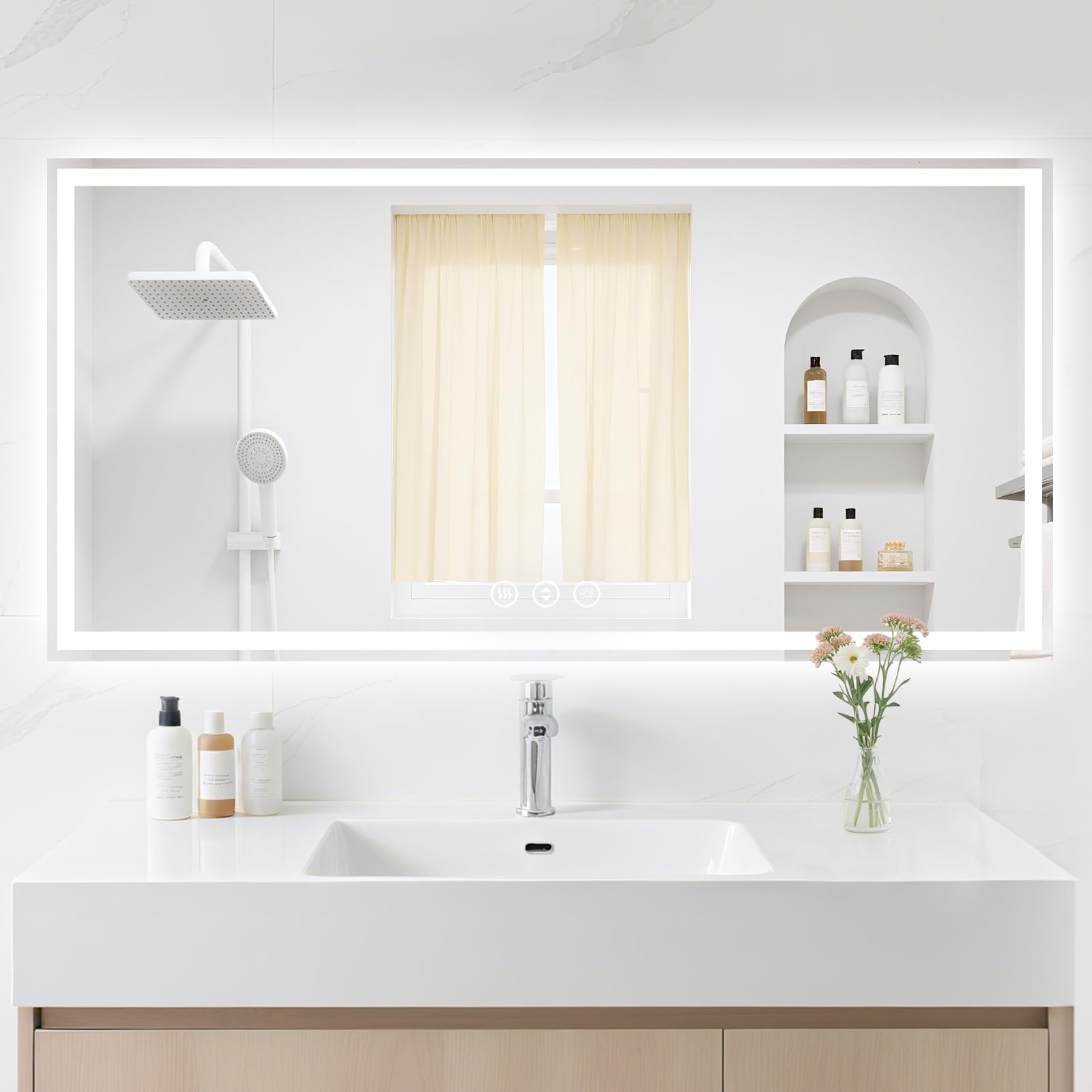 24X48 LED Bathroom Mirror with Lights, Anti-Fog, Backlit + Front Lit (CRI>90), Lighted Bathroom Vanity Mirror for Wall, Memory Function, Dimmable, Tempered Glass, Shatter-Proof, ETL Listed
