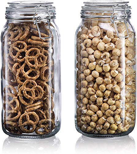Image of GINOYA BROTHERS - 1500 Ml Transparent Square Glass Jar Set With Transparent Air Tight Lid For Kitchen Storage (2)