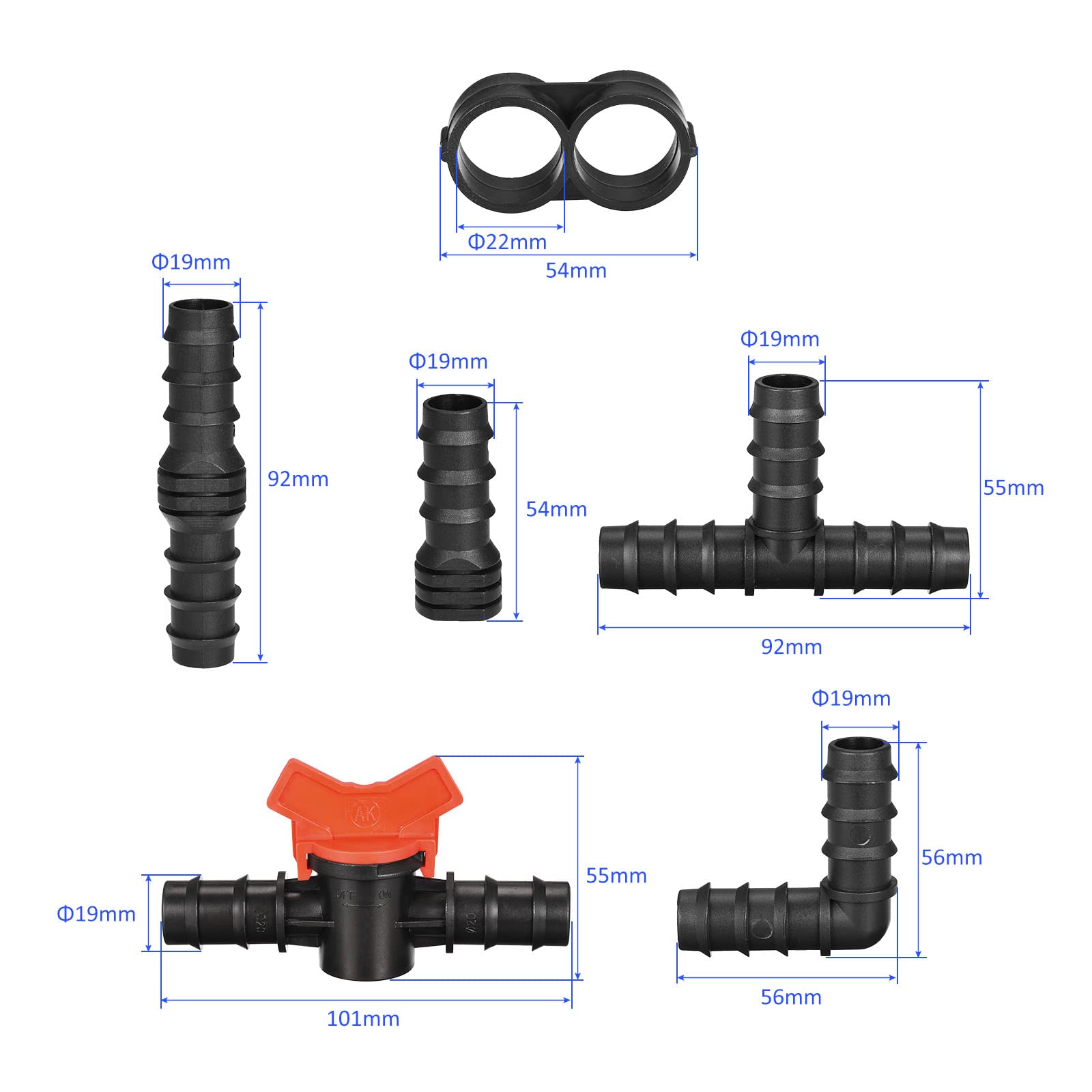 M METERXITY 19 Pack Barb Hose Fittings, 19.5mm Barbed Irrigation Fittings Kits Apply to Garden - Image 3