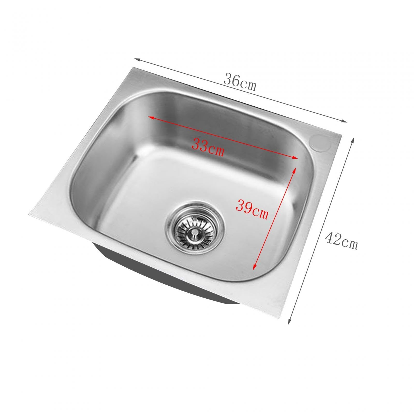 F Fityle Unterbau-Einzelbecken-Geschirrspülbecken, leicht zu reinigendes Unterbaubecken für Wohnung, Küche, Bar, Wohnmobil mit Zubehör, Küchenspüle, 42x36cm