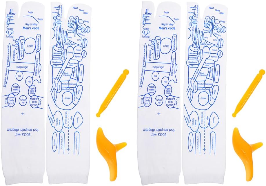 PRETYZOOM 2 Sets Trigger Point Massage Socks Reflexology Acupressure Tool Set for Heel Arch Metatarsal Pain Management Women with Detachable Sticks