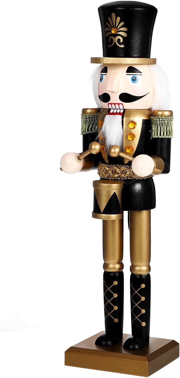 Black Gold Nutcracker Figurine 36cm Wooden Christmas Nutcracker Soldier Xmas Decor Tabletop Holiday Decoration for Home