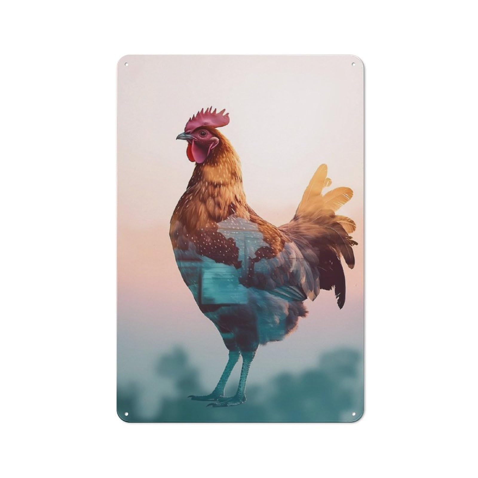 Chicken Animal Rustic Tin Sign 30x20cm for Café Or Restaurant, for Café Owners And Decorators, for Retro Home Interiors