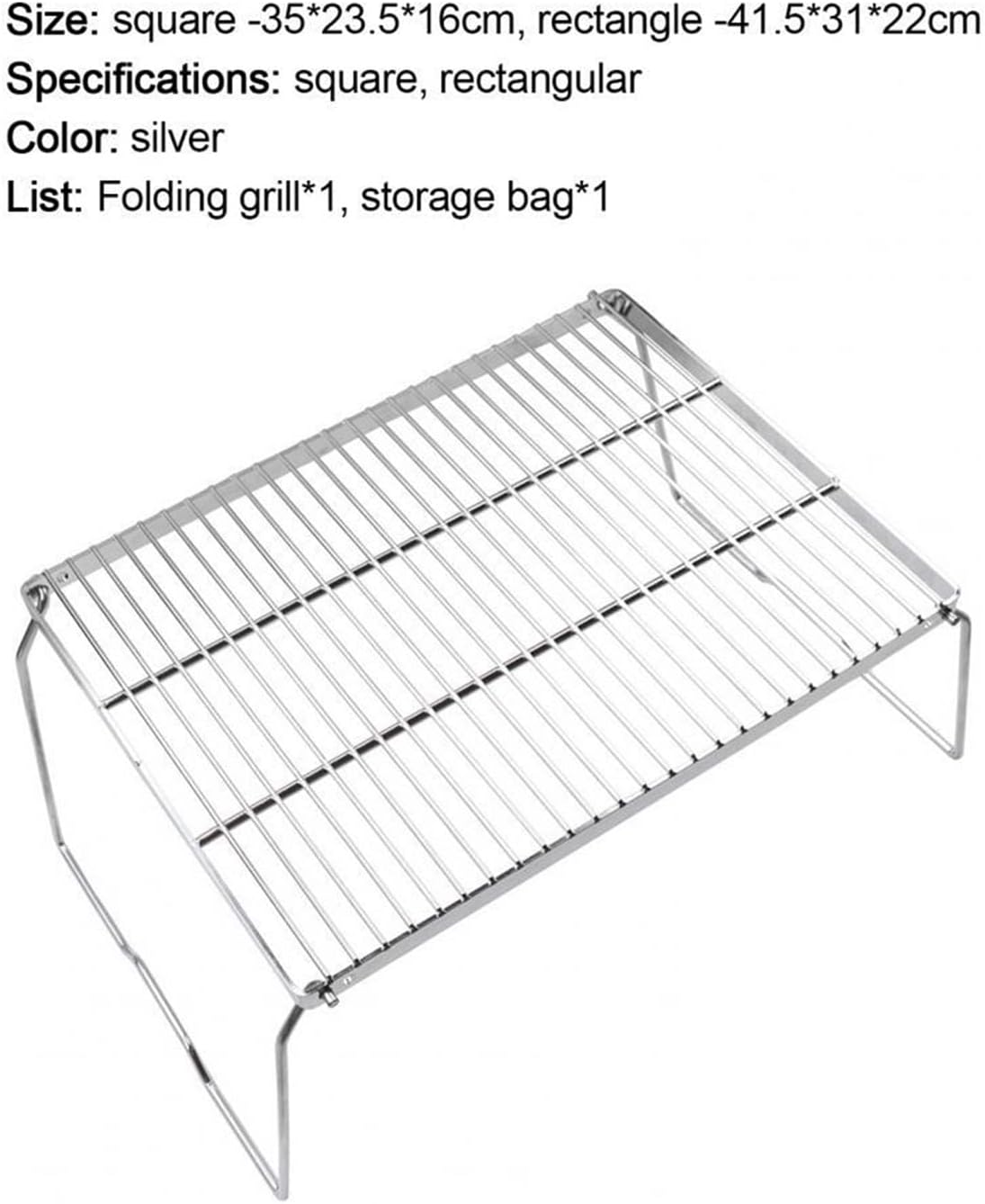 Foldable Camping Grill-Portable Camping Grill Foldable Hiking BBQ Grill Rack Accessory (Color : Squarelarge)
