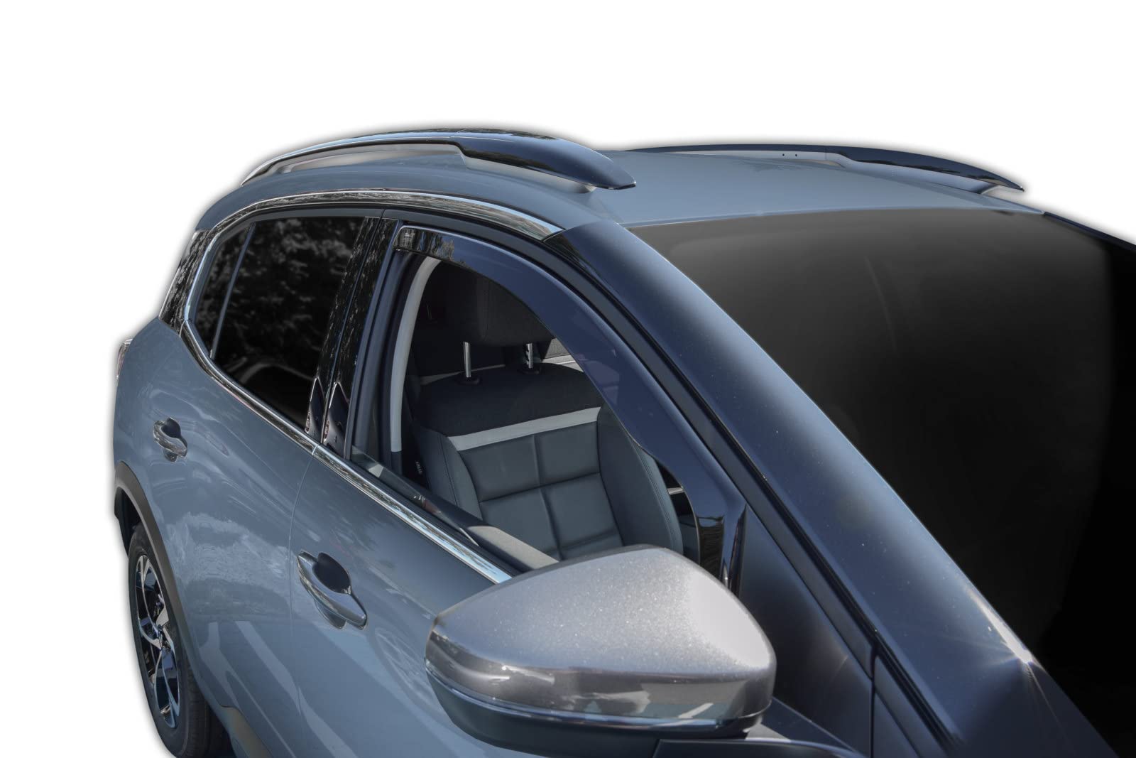 J&J AUTOMOTIVE Heko Déflecteurs d'air et de Vent pour Citroen C5 Aircross 2019-2025, Lot de 2pcs, Teintés, Avant et Arrière, Aérodynamique
